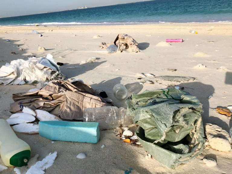 Plastic waste washed of on the beach